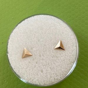 Gold Earrings Pushpin Threadless End Piercing Pyramid